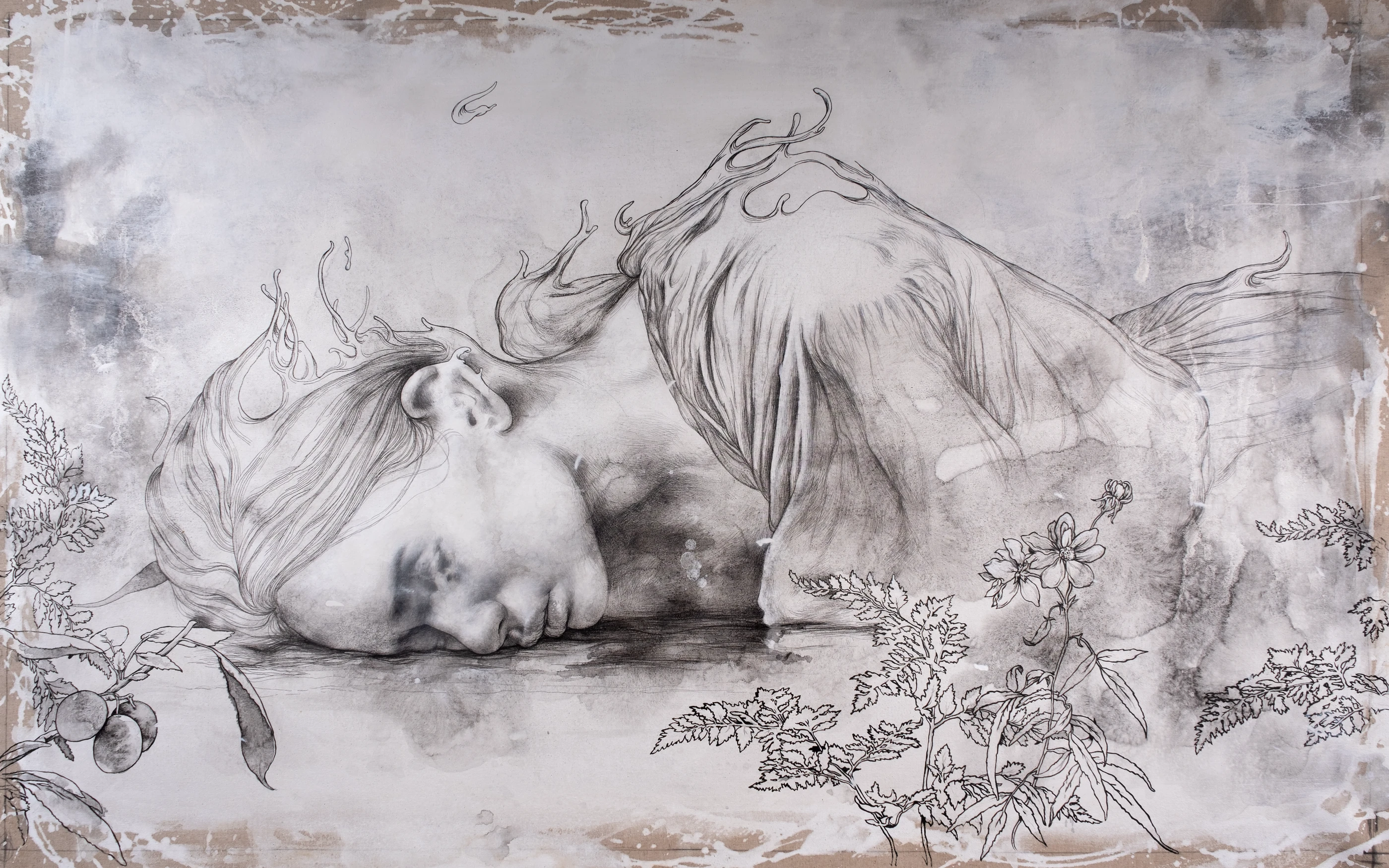 homesickness1 by Lo Chan Peng, Ink on canvas, 2025, 154 × 93 cm